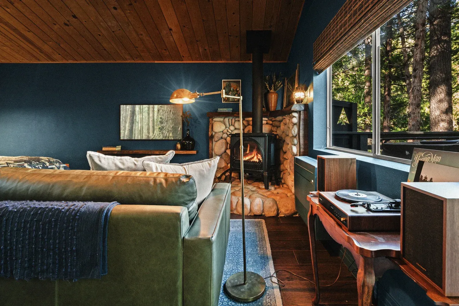 Unique decor is found throughout the cabin, along with all the modern amenities you want. The Frame smart TV is set up to stream Netflix for a quiet night in.