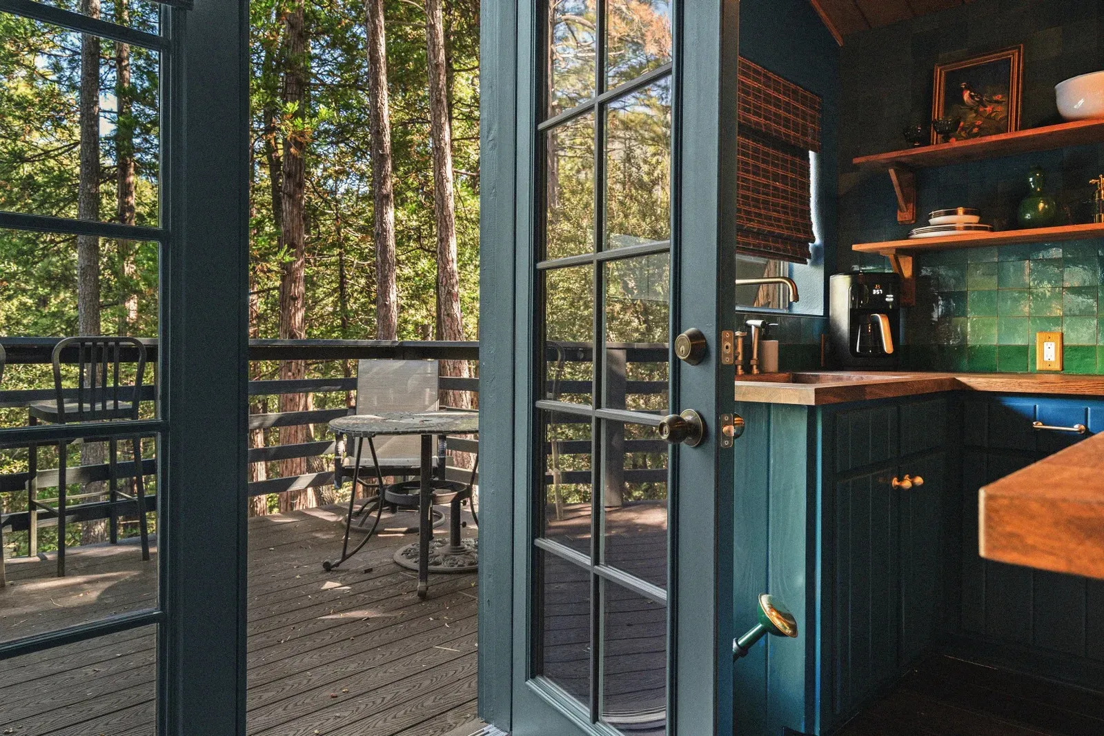 French patio doors open to your private deck, which includes seating for al fresco dining, and your private hot tub.