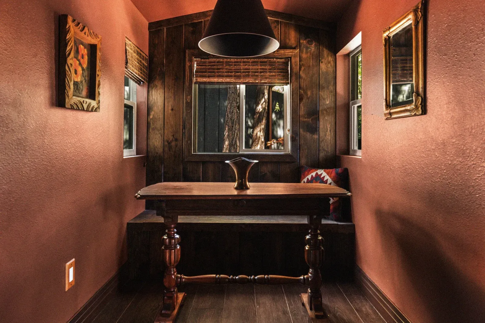 The adorable breakfast nook is the perfect place to enjoy your favorite beverage, a meal, or simply some quiet time journaling about your experiences.
