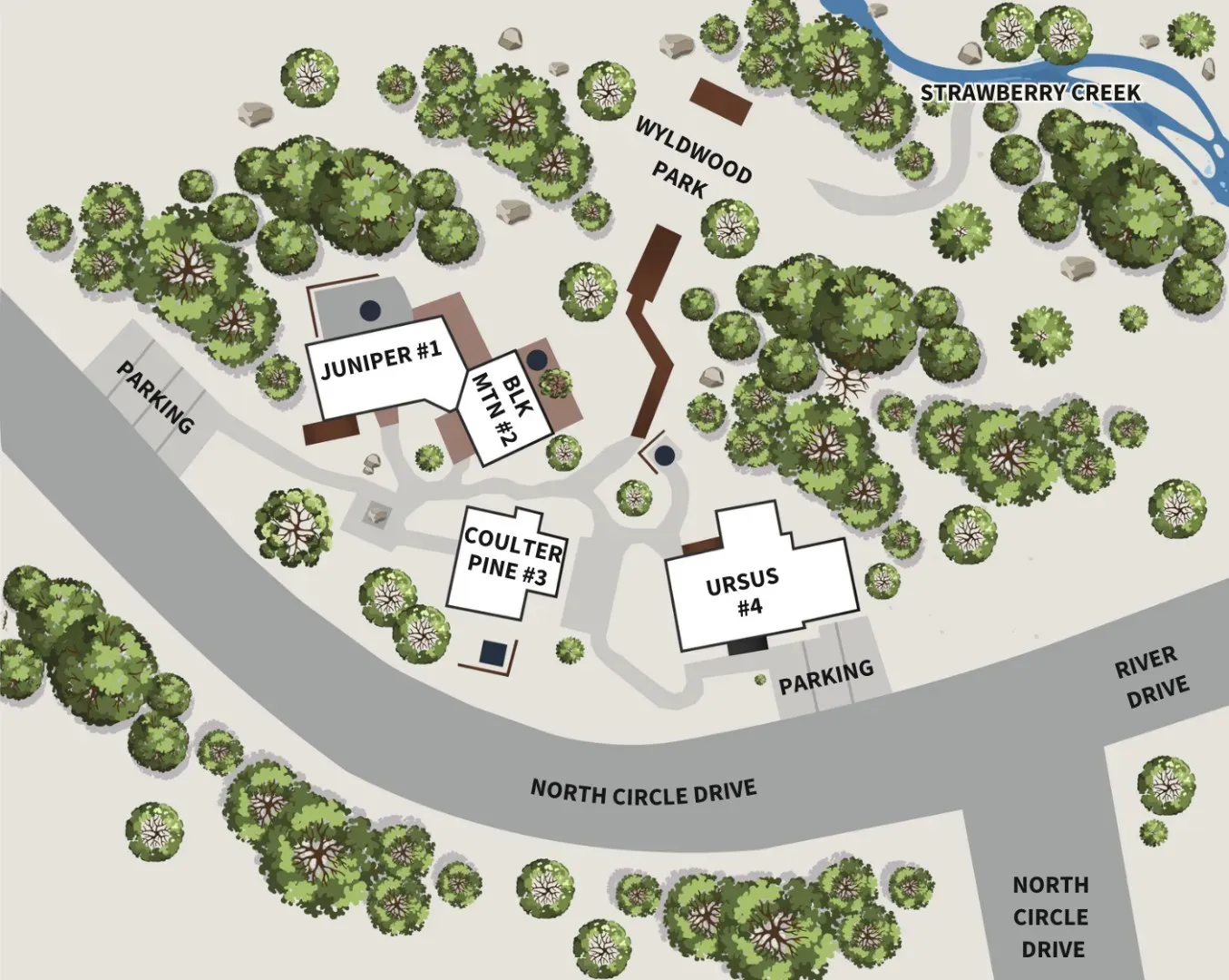 You'll get full access of the 4 cabins, and our 1-acre Wyldwood Park behind the cabins with outdoor eating, seating, hammocks, and other activities.