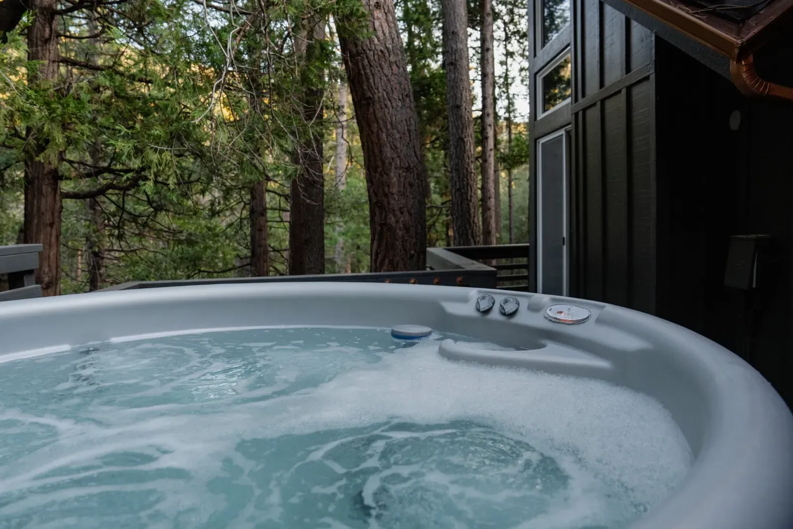 Each cabin has its own hot tub.