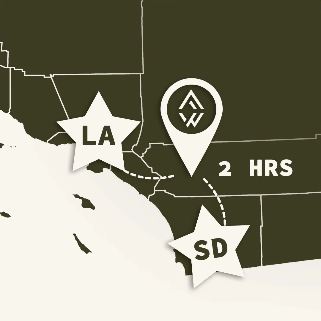 Idyllwild is a ~2 hour drive from Los Angeles and San Diego.