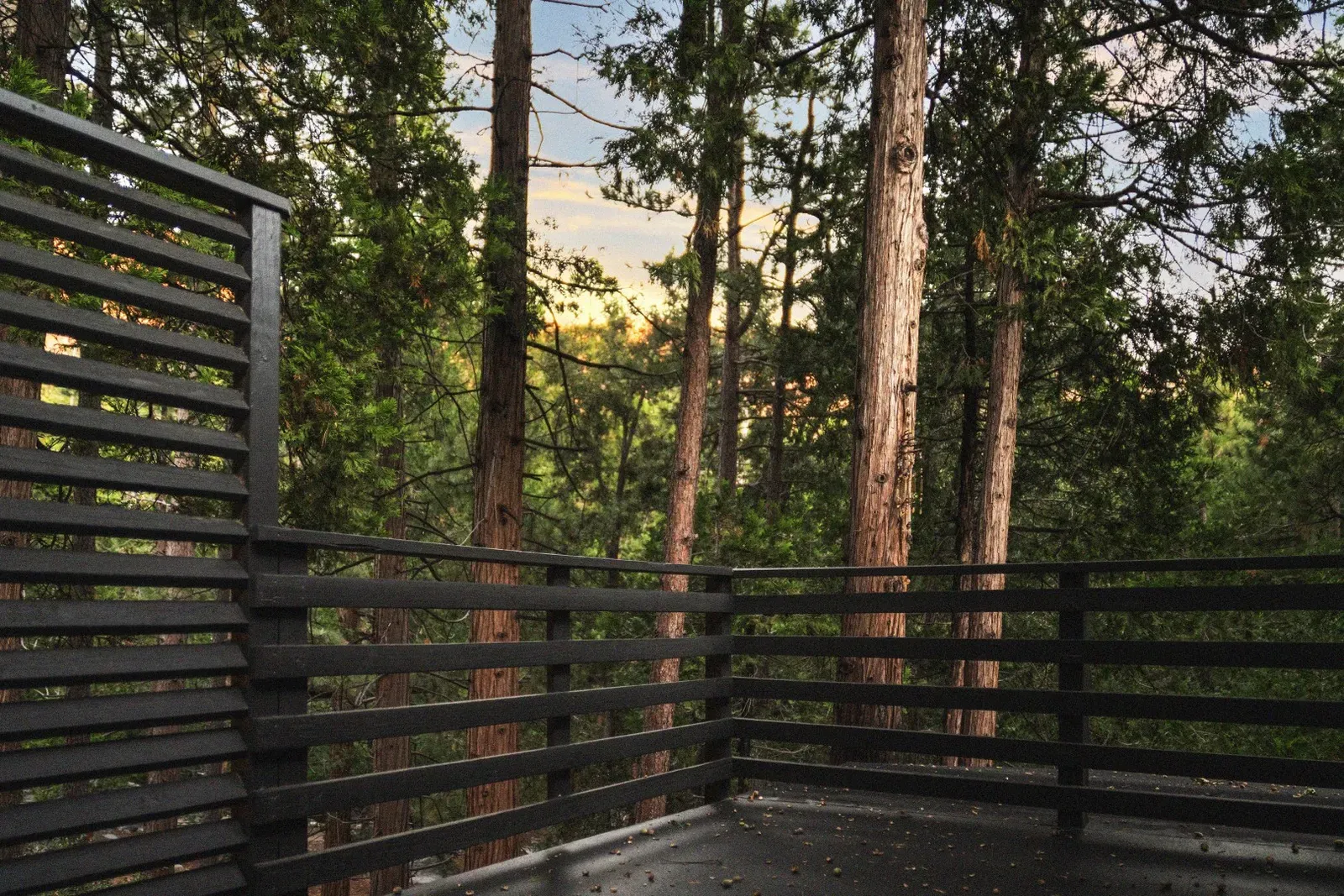 There's a large private deck off of the master bedroom. Stairs off the deck lead down to the hot tub.
