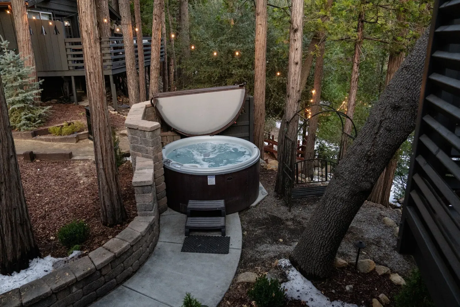 Your cabin comes with exclusive access to your own hot tub.