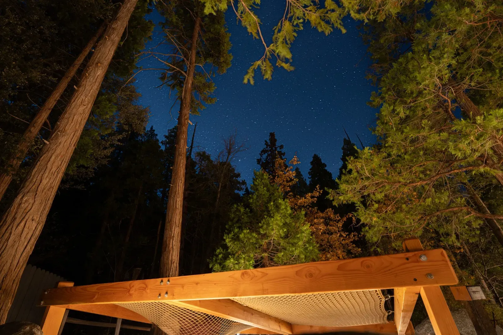 Enjoy the sounds of the creek, stargaze, and relax on the oversized stargazing hammock.