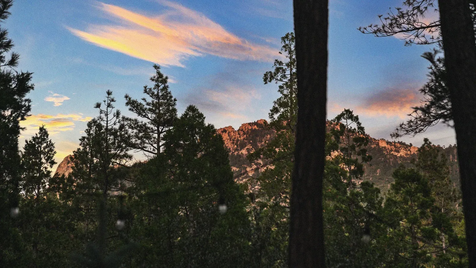 Enjoy Idyllwild's "Pink Hour" right before dusk when the setting sun paints the surrounding mountains different colors as it sets.