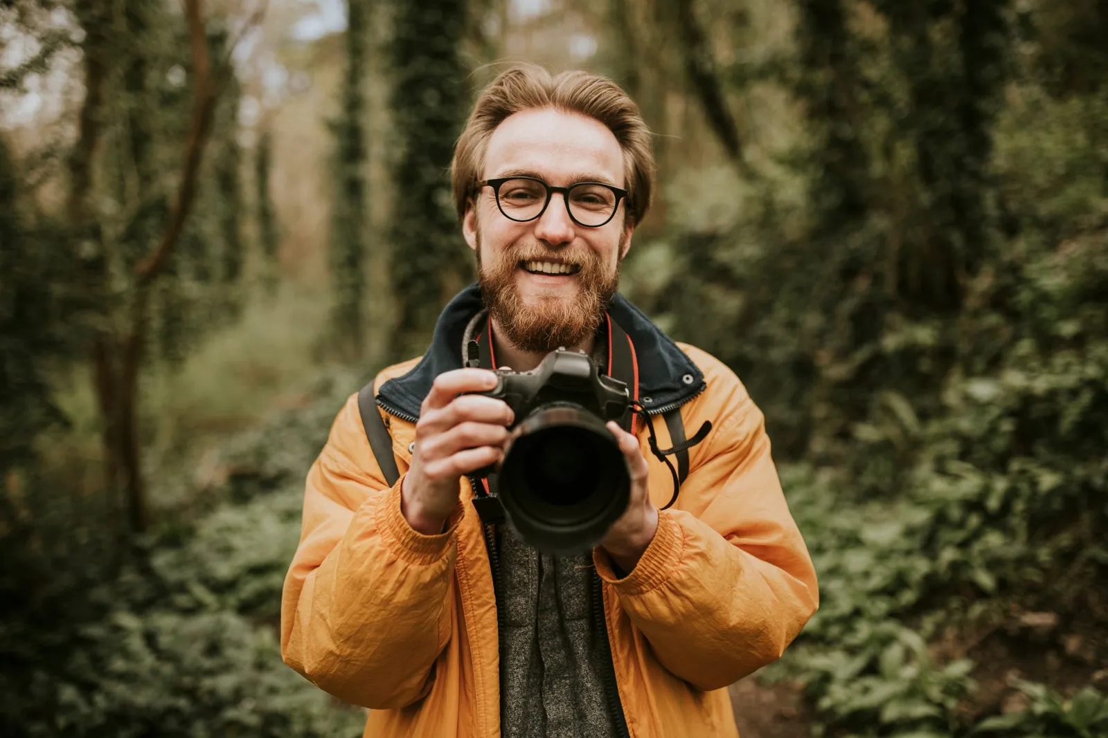 Content creator capturing photos at a Freewyld cabin in Idyllwild, California
